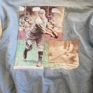 Baseball Denim Jacket Stone Washed With Photo On Back Of Honus Wagner